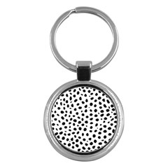 Black And White Seamless Cheetah Spots Key Chain (round) by LoolyElzayat