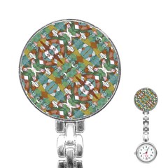Multicolored Collage Print Pattern Mosaic Stainless Steel Nurses Watch by dflcprintsclothing