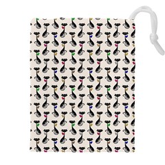 Lady Cat Pattern, Cute Cats Theme, Feline Design Drawstring Pouch (5xl) by Casemiro