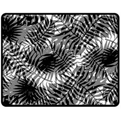 Tropical Leafs Pattern, Black And White Jungle Theme Fleece Blanket (medium) 