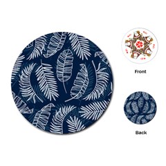 Blue Leaves Playing Cards Single Design (round) by goljakoff