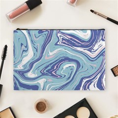 Blue Vivid Marble Pattern Cosmetic Bag (large) by goljakoff