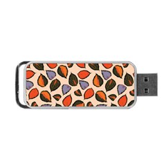 Orange Blue Leaves Pattern Portable Usb Flash (two Sides) by designsbymallika