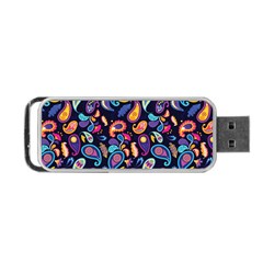 Paisley Baatik Purple Print Portable Usb Flash (two Sides) by designsbymallika