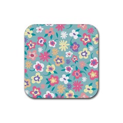Floral Pattern Rubber Coaster (square)  by ExtraAwesomeSauce