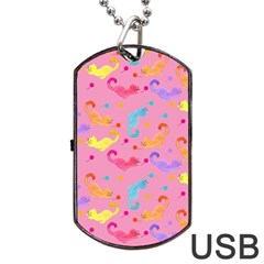 Watercolor Cats Pattern Dog Tag Usb Flash (one Side)