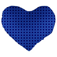 Basket Weave Basket Pattern Blue Large 19  Premium Heart Shape Cushions