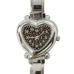 Modern Geometric Ornate Pattern Heart Italian Charm Watch by dflcprintsclothing