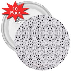 Modern Geometric Black And White Print Pattern 3  Buttons (10 Pack)  by dflcprintsclothing