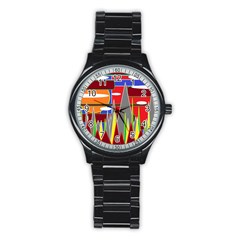 Forrest Sunset Stainless Steel Round Watch