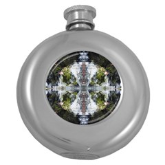 Mixed Media Painting Repeats Round Hip Flask (5 Oz)