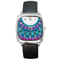 Peacock Square Metal Watch by LW323