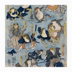 Famous Heroes Of The Kabuki Stage Played By Frogs  Medium Glasses Cloth (2 Sides) by Sobalvarro