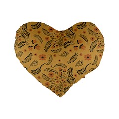 Folk Floral Pattern  Flowers Abstract Surface Design  Seamless Pattern Standard 16  Premium Flano Heart Shape Cushions by Eskimos