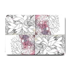 Mixed Media Ink Drawing Small Doormat  by kaleidomarblingart