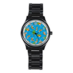 Red Fox In The Forest Stainless Steel Round Watch by SychEva
