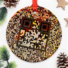 Root Humanity Bar And Qr Code Combo In Brown Ornament (round) by WetdryvacsLair