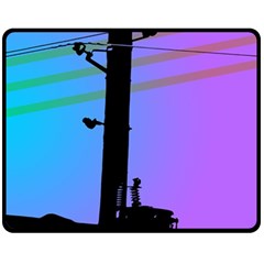 Vaporwave Wires And Transformer Fleece Blanket (medium) 