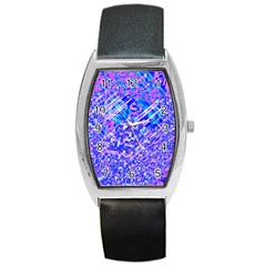 Root Humanity Bar And Qr Code Combo In Purple And Blue Barrel Style Metal Watch