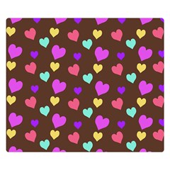 Colorfull Hearts On Choclate Double Sided Flano Blanket (small)  by Daria3107