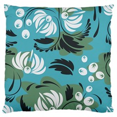 Folk Flowers Pattern Floral Surface Large Flano Cushion Case (one Side) by Eskimos