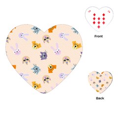 Funny Animal Faces With Glasses Cat Dog Hare Playing Cards Single Design (heart) by SychEva
