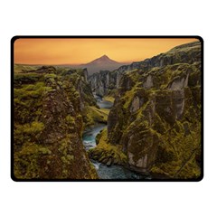 Landscape-cannon-river-mountain Double Sided Fleece Blanket (small)  by Sudhe