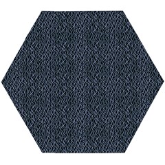 Blue Stripes On Dark Background Wooden Puzzle Hexagon
