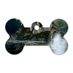 Sea-island-castle-landscape Dog Tag Bone (two Sides) by Sudhe