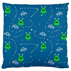 Funny Aliens With Spaceships Large Cushion Case (two Sides) by SychEva