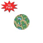 Girls With Dogs For A Walk In The Park 1  Mini Buttons (10 pack)  Front