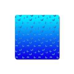 Butterflies At Blue, Two Color Tone Gradient Square Magnet