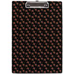 Small Red Christmas Poinsettias On Black A4 Clipboard Front