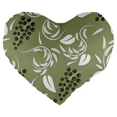 Folk Flowers Print Floral Pattern Ethnic Art Large 19  Premium Flano Heart Shape Cushions by Eskimos