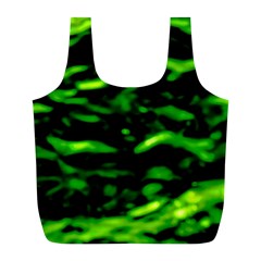 Green  Waves Abstract Series No3 Full Print Recycle Bag (l) by DimitriosArt
