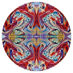 Red Feathers Round Trivet by kaleidomarblingart