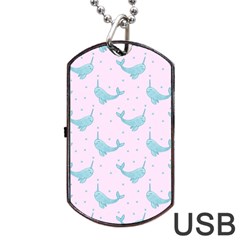 Narwales Stars  Pattern Pink Dog Tag Usb Flash (one Side)