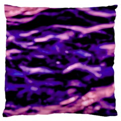 Purple  Waves Abstract Series No1 Large Flano Cushion Case (one Side) by DimitriosArt