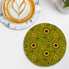 Floral Pattern Paisley Style  Uv Print Round Tile Coaster by Eskimos