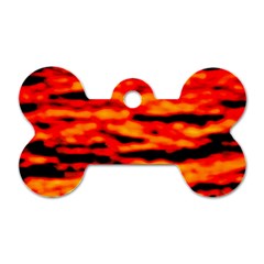 Red  Waves Abstract Series No17 Dog Tag Bone (two Sides) by DimitriosArt