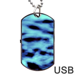 Blue Waves Flow Series 4 Dog Tag Usb Flash (two Sides) by DimitriosArt