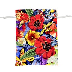 Flower Pattern  Lightweight Drawstring Pouch (xl) by CoshaArt