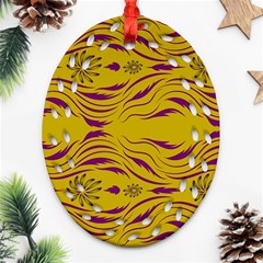  Folk Flowers Print Floral Pattern Ethnic Art Oval Filigree Ornament (two Sides) by Eskimos