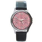 Folk flowers print Floral pattern Ethnic art Round Metal Watch Front
