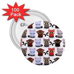 Seamless Pattern With Cute Little Kittens Various Color 2 25  Buttons (100 Pack)  by Jancukart