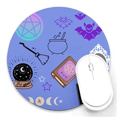 Pastel Goth Witch Blue Round Mousepads