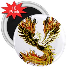 Phoenix-bird-fire-bright-red-swing 3  Magnets (10 Pack)  by Jancukart