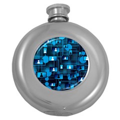 Smartphone-system-web-news Round Hip Flask (5 Oz)