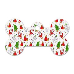 Hd-wallpaper-christmas-pattern-pattern-christmas-trees-santa-vector Dog Tag Bone (two Sides) by nate14shop
