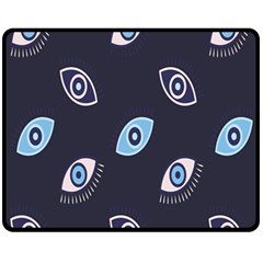 Eyes Evil Eye Blue Pattern Design Fleece Blanket (medium) 